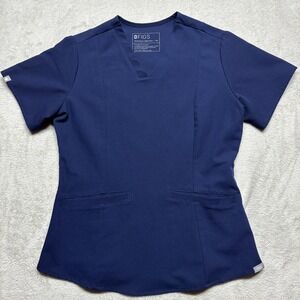 FIGS Techinal Collection Casma Scrub‎ Top 2 Pocket Womens XS Blue Slim